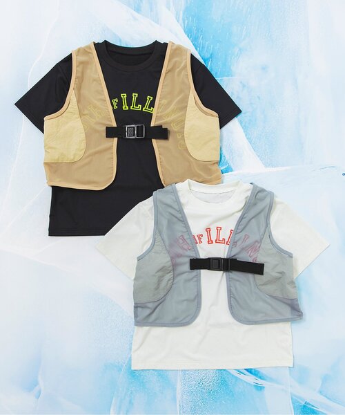 BREEZE（ブリーズ）の「【接触冷感/サマーエール】冷っほーい！保冷剤ベスト付き半袖Tシャツ_UVカット（Tシャツ/カットソー・キッズ・ブラック/オフホワイト・120/140/130/90/80/110/100）」の4枚目の写真