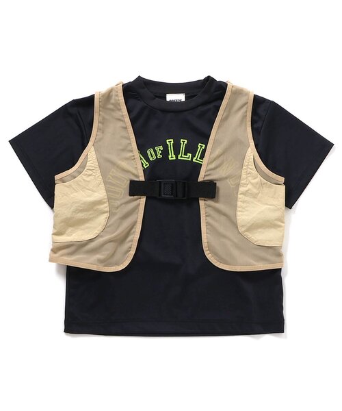 BREEZE（ブリーズ）の「【接触冷感/サマーエール】冷っほーい！保冷剤ベスト付き半袖Tシャツ_UVカット（Tシャツ/カットソー・キッズ・ブラック/オフホワイト・120/140/130/90/80/110/100）」の5枚目の写真