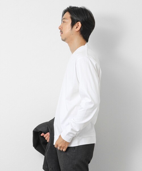 NOLLEY’S(ノーリーズ)の「《ビジカジ対応》シルケットスムース Vネック ドレスロンT 26AW(Tシャツ/カットソー・メンズ・ホワイト/ライトベージュ/グレー・XXL/XL/L/M/S)」の8枚目の写真