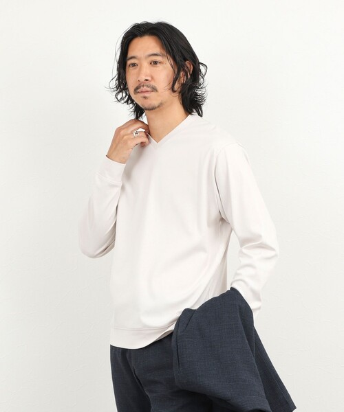 NOLLEY’S(ノーリーズ)の「《ビジカジ対応》シルケットスムース Vネック ドレスロンT 26AW(Tシャツ/カットソー・メンズ・ホワイト/ライトベージュ/グレー・XXL/XL/L/M/S)」の22枚目の写真