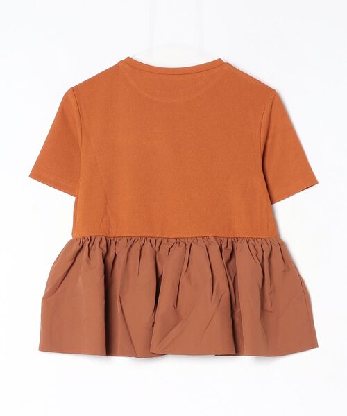 terrace(テラス)の「リブ切り替えナイロンぺプラムTシャツ(Tシャツ/カットソー・レディース・ブラック/オフホワイト/ダークオレンジ・FREE)」の7枚目の写真