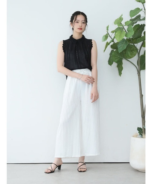 fifth(フィフス)の「ウエストドロスト付きストライプパンツ(その他パンツ・レディース・ブラック/ホワイト・M)」の13枚目の写真