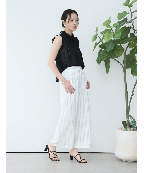 fifth(フィフス)の「ウエストドロスト付きストライプパンツ(その他パンツ・レディース・ブラック/ホワイト・M)」の14枚目の写真