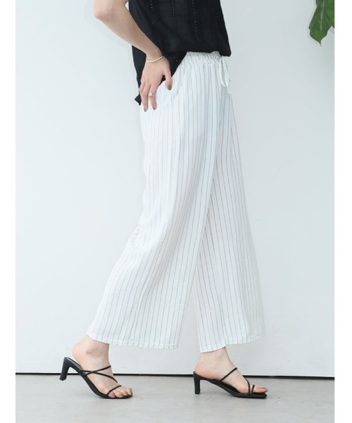 fifth(フィフス)の「ウエストドロスト付きストライプパンツ(その他パンツ・レディース・ブラック/ホワイト・M)」の17枚目の写真