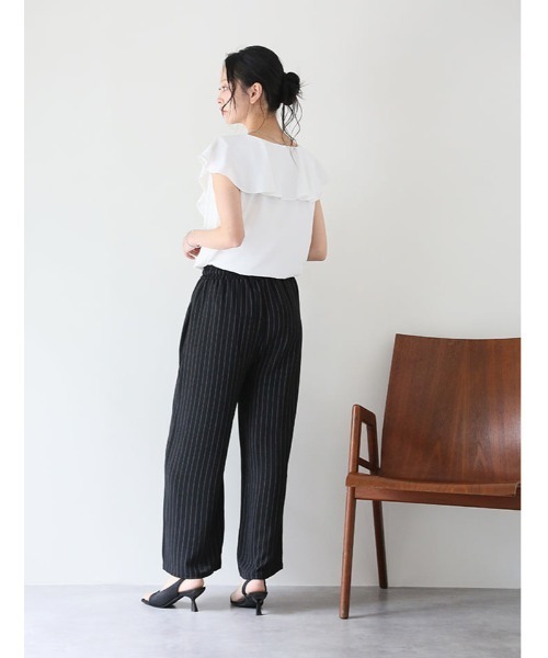 fifth(フィフス)の「ウエストドロスト付きストライプパンツ(その他パンツ・レディース・ブラック/ホワイト・M)」の5枚目の写真