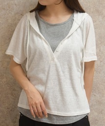 axes femme | レイヤード配色パーカー(Tシャツ/カットソー)