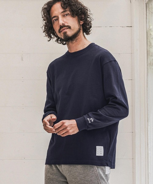 wjk reluxe(ダブルジェーケーリラックス)の「mlt5793- Embroidered 10oz Long Sleeve T Shirt ロングスリーブTシャツ(WR26W-28)(Tシャツ/カットソー・メンズ・ホワイト/ブラック/ネイビー・XL/L/M)」の9枚目の写真