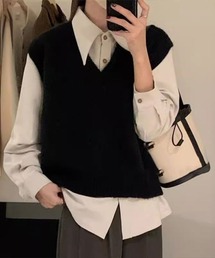Vネックニットベスト