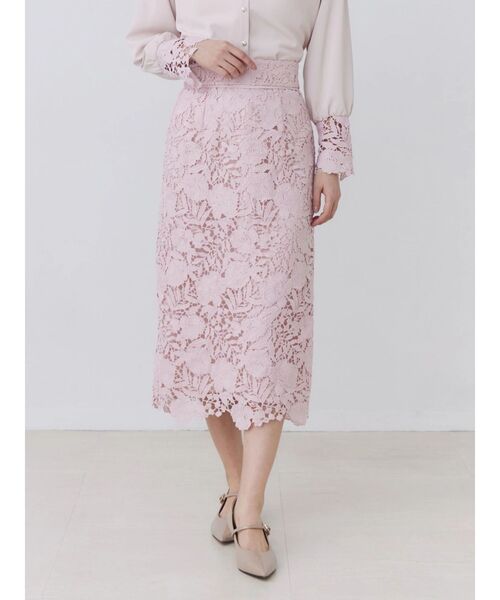 TONAL(トーナル)の「ケミカルレースパイピングタイトスカート(スカート・レディース・アイボリー/ピンク/ネイビー・MEDIUM/SMALL)」の3枚目の写真