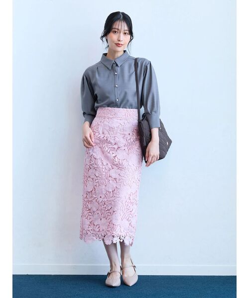 TONAL(トーナル)の「ケミカルレースパイピングタイトスカート(スカート・レディース・アイボリー/ピンク/ネイビー・MEDIUM/SMALL)」の8枚目の写真