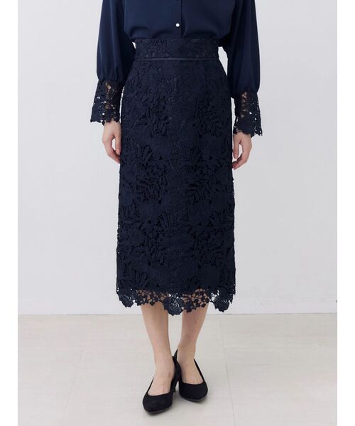 TONAL(トーナル)の「ケミカルレースパイピングタイトスカート(スカート・レディース・アイボリー/ピンク/ネイビー・MEDIUM/SMALL)」の9枚目の写真