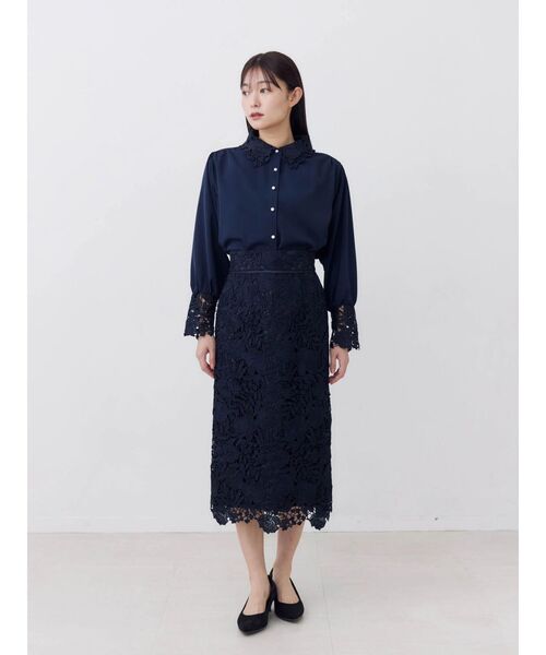 TONAL(トーナル)の「ケミカルレースパイピングタイトスカート(スカート・レディース・アイボリー/ピンク/ネイビー・MEDIUM/SMALL)」の14枚目の写真