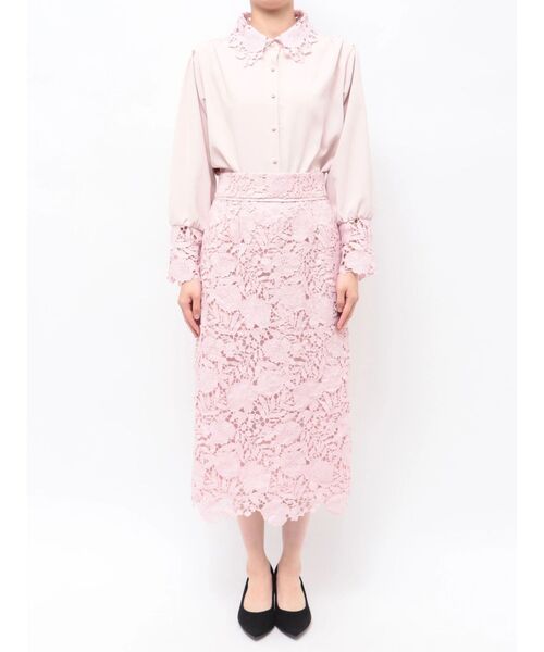 TONAL(トーナル)の「ケミカルレースパイピングタイトスカート(スカート・レディース・アイボリー/ピンク/ネイビー・MEDIUM/SMALL)」の21枚目の写真