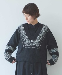 W/Ny jacquard knit pullover