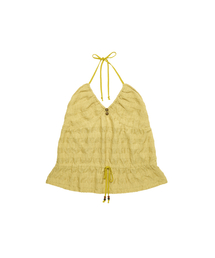 KIKI SHIRRING HALTER TOP [MUSTARD]