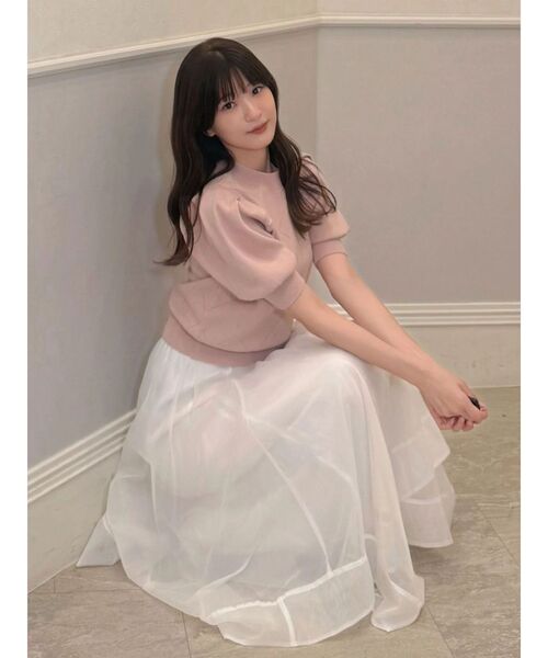 MERCURYDUO（マーキュリーデュオ）の「ランダムフレアオーガンジースカート（スカート・レディース・ブラウン/アイボリー・FREE）」の14枚目の写真