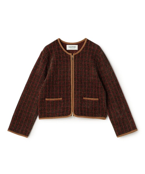 MACPHEE(マカフィー)の「【WEB先行予約】シェニールジャカード ジップアップカーディガン(カーディガン/ボレロ・レディース・ネイビー/ブラウン系その他・S)」の2枚目の写真