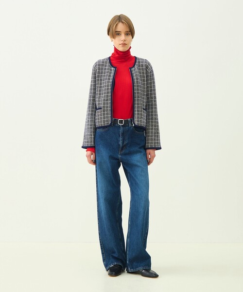 MACPHEE(マカフィー)の「【WEB先行予約】シェニールジャカード ジップアップカーディガン(カーディガン/ボレロ・レディース・ネイビー/ブラウン系その他・S)」の9枚目の写真