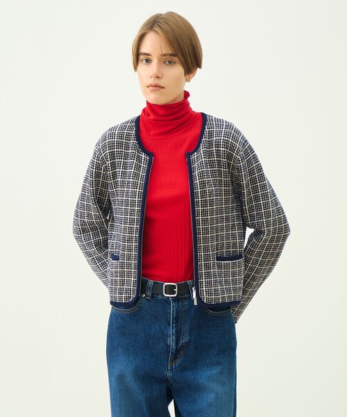 MACPHEE(マカフィー)の「【WEB先行予約】シェニールジャカード ジップアップカーディガン(カーディガン/ボレロ・レディース・ネイビー/ブラウン系その他・S)」の10枚目の写真