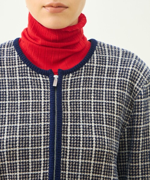 MACPHEE(マカフィー)の「【WEB先行予約】シェニールジャカード ジップアップカーディガン(カーディガン/ボレロ・レディース・ネイビー/ブラウン系その他・S)」の13枚目の写真