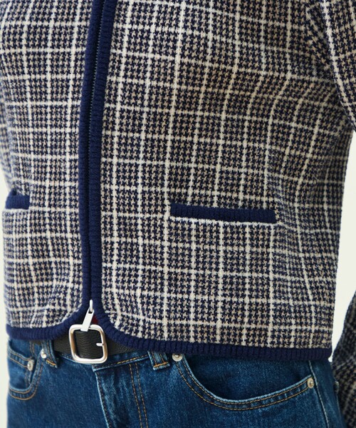 MACPHEE(マカフィー)の「【WEB先行予約】シェニールジャカード ジップアップカーディガン(カーディガン/ボレロ・レディース・ネイビー/ブラウン系その他・S)」の5枚目の写真