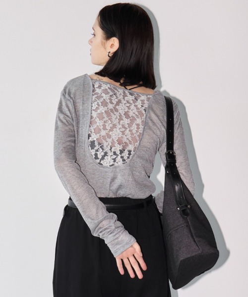 Aimelibra(エメリブラ)の「バックレースシアートップス/プルオーバー(Tシャツ/カットソー・レディース・ホワイト/グレー/ブラック・FREE)」の12枚目の写真