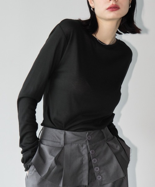 Aimelibra(エメリブラ)の「バックレースシアートップス/プルオーバー(Tシャツ/カットソー・レディース・ホワイト/グレー/ブラック・FREE)」の10枚目の写真