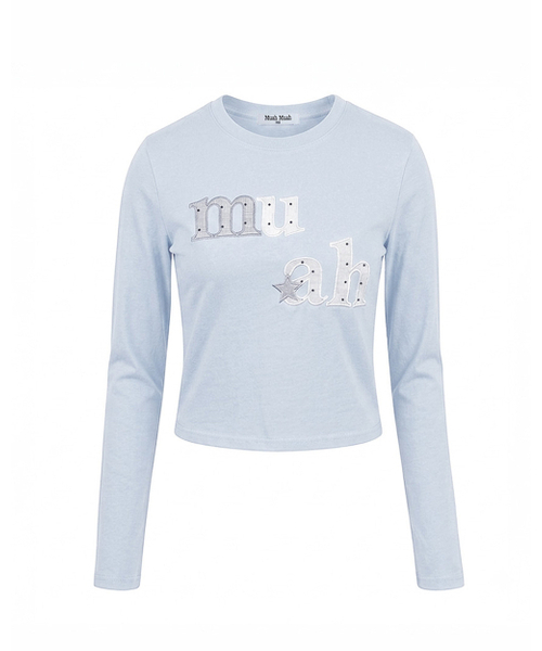 muahmuah（ムーアムーア）の「ドットスターアップリケ ロングスリーブ [スカイブルー]（Tシャツ/カットソー・レディース・その他・FREE）」の8枚目の写真