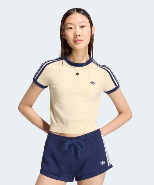 adidas（アディダス）の「【adidas / アディダス】ニットT/カットソー/ニット/ラウンドネックTシャツ（Tシャツ/カットソー・レディース・オフホワイト/ネイビー/ブラック・フリー）」の14枚目の写真