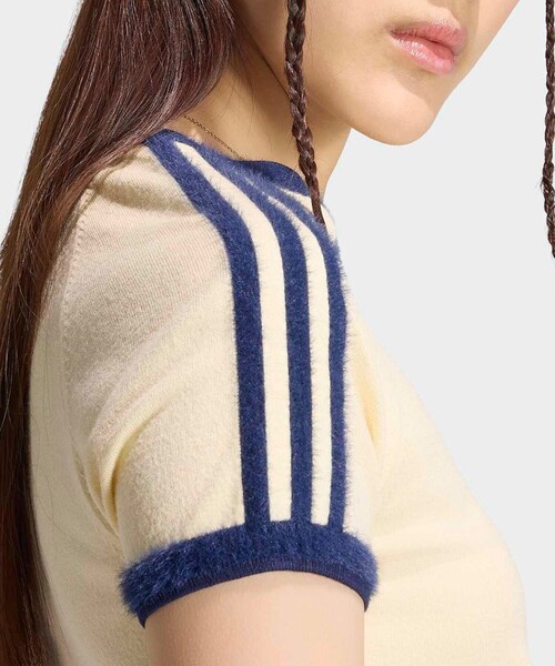 adidas（アディダス）の「【adidas / アディダス】ニットT/カットソー/ニット/ラウンドネックTシャツ（Tシャツ/カットソー・レディース・オフホワイト/ネイビー/ブラック・フリー）」の11枚目の写真