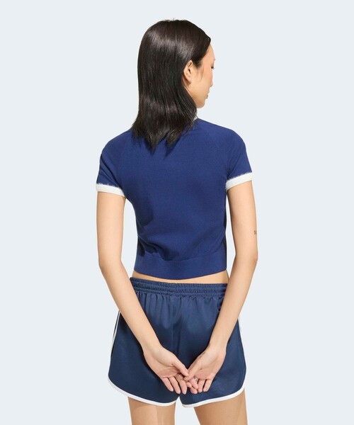 adidas（アディダス）の「【adidas / アディダス】ニットT/カットソー/ニット/ラウンドネックTシャツ（Tシャツ/カットソー・レディース・オフホワイト/ネイビー/ブラック・フリー）」の6枚目の写真