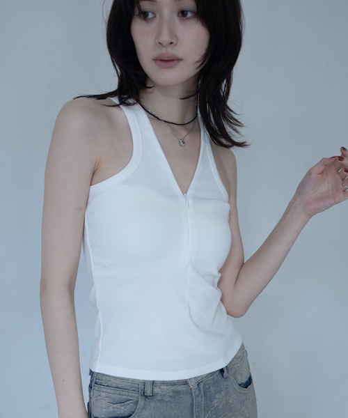 VACANCY(ヴァカンシー)の「アメスリZIPタンク(タンクトップ・レディース・ネイビー/ホワイト/グレー・FREE)」の19枚目の写真