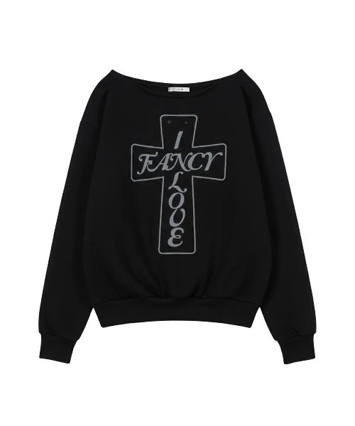 FANCY CLUB(ファンシークラブ)の「◇FANCYCLUB◇ブランド直輸入正規品/FROSS オフショルダー・スウェットシャツ FROSS OFF-SHOULDER SWEATSHIRT(スウェット・レディース・ブラック/ライトブルー・FREE)」の5枚目の写真