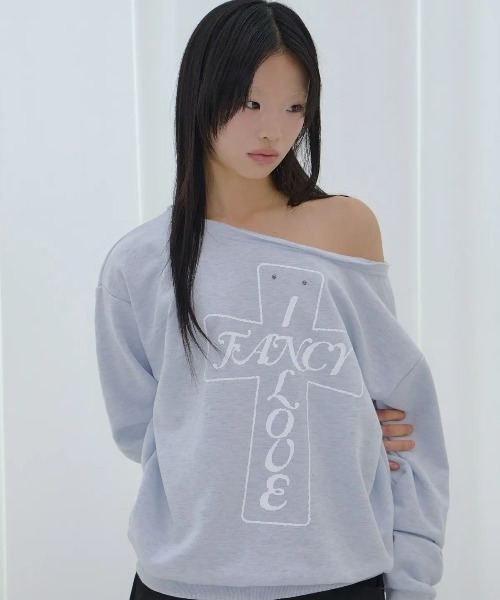 FANCY CLUB(ファンシークラブ)の「◇FANCYCLUB◇ブランド直輸入正規品/FROSS オフショルダー・スウェットシャツ FROSS OFF-SHOULDER SWEATSHIRT(スウェット・レディース・ブラック/ライトブルー・FREE)」の8枚目の写真