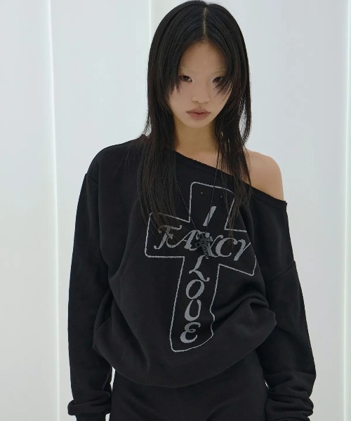 FANCY CLUB(ファンシークラブ)の「◇FANCYCLUB◇ブランド直輸入正規品/FROSS オフショルダー・スウェットシャツ FROSS OFF-SHOULDER SWEATSHIRT(スウェット・レディース・ブラック/ライトブルー・FREE)」の16枚目の写真