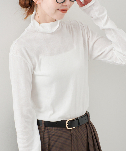 MILLER（ミラー）の「miller/ミラー SLOBE別注 SHEER RIB タートルネック（Tシャツ/カットソー・レディース・レッド/ホワイト・FREE）」の2枚目の写真