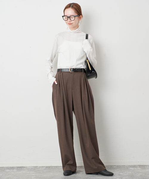 MILLER（ミラー）の「miller/ミラー SLOBE別注 SHEER RIB タートルネック（Tシャツ/カットソー・レディース・レッド/ホワイト・FREE）」の3枚目の写真