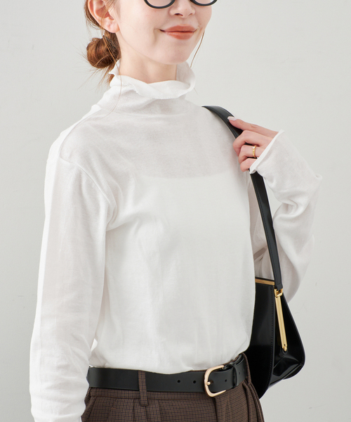 MILLER（ミラー）の「miller/ミラー SLOBE別注 SHEER RIB タートルネック（Tシャツ/カットソー・レディース・レッド/ホワイト・FREE）」の7枚目の写真