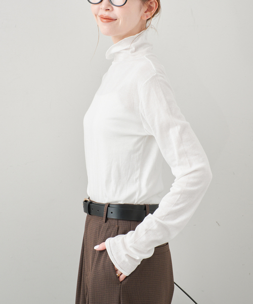 MILLER（ミラー）の「miller/ミラー SLOBE別注 SHEER RIB タートルネック（Tシャツ/カットソー・レディース・レッド/ホワイト・FREE）」の8枚目の写真