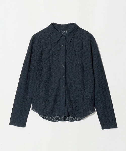 A DAY IN THE LIFE UNITED ARROWS(アデイインザライフユナイテッドアローズ)の「フラワーレース レギュラーカラーシャツ <A DAY IN THE LIFE>(シャツ/ブラウス・レディース・ネイビー/オフホワイト/ブラウン系・FREE)」の3枚目の写真