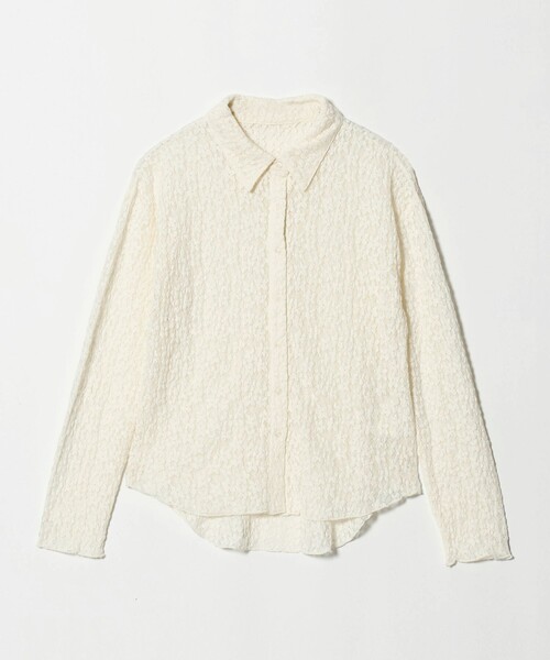 A DAY IN THE LIFE UNITED ARROWS(アデイインザライフユナイテッドアローズ)の「フラワーレース レギュラーカラーシャツ <A DAY IN THE LIFE>(シャツ/ブラウス・レディース・ネイビー/オフホワイト/ブラウン系・FREE)」の1枚目の写真