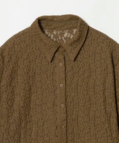 A DAY IN THE LIFE UNITED ARROWS(アデイインザライフユナイテッドアローズ)の「フラワーレース レギュラーカラーシャツ <A DAY IN THE LIFE>(シャツ/ブラウス・レディース・ネイビー/オフホワイト/ブラウン系・FREE)」の11枚目の写真