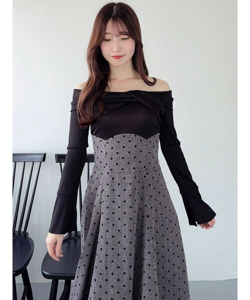 dazzlin（ダズリン）の「ツイストコルセットワンピース（ワンピース・レディース・ブラック/オフホワイト/その他1・MEDIUM/SMALL）」の3枚目の写真