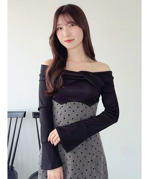 dazzlin（ダズリン）の「ツイストコルセットワンピース（ワンピース・レディース・ブラック/オフホワイト/その他1・MEDIUM/SMALL）」の4枚目の写真