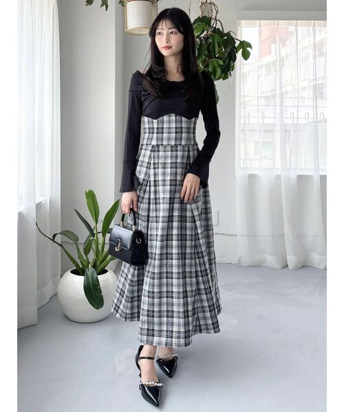 dazzlin（ダズリン）の「ツイストコルセットワンピース（ワンピース・レディース・ブラック/オフホワイト/その他1・MEDIUM/SMALL）」の7枚目の写真