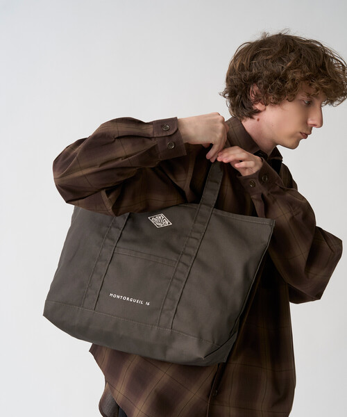 DANTON(ダントン)の「MONTORGUEIL - Canvas Marche Bag(トートバッグ・レディース・オレンジ/アイボリー/チャコール/ブラウン系その他/ブラック・-)」の7枚目の写真