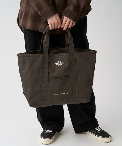 DANTON(ダントン)の「MONTORGUEIL - Canvas Marche Bag(トートバッグ・レディース・オレンジ/アイボリー/チャコール/ブラウン系その他/ブラック・-)」の9枚目の写真
