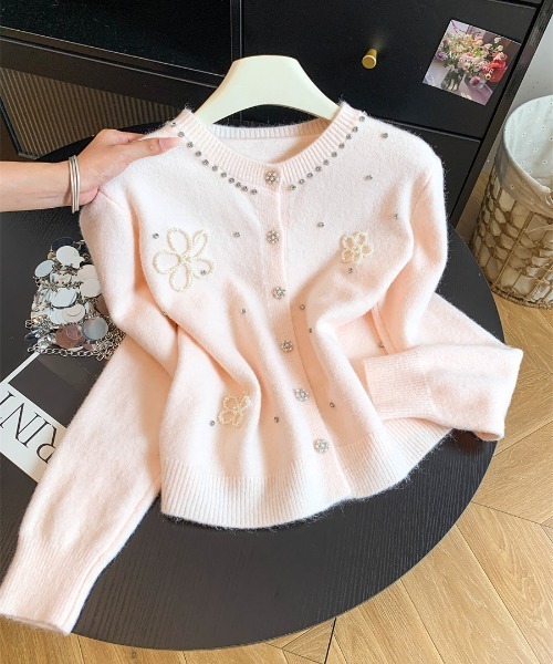 フラワー刺繍 ニットカーディガン（カーディガン/ボレロ）｜AMAJI