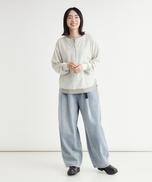 HONEYSUCKLE ROSE（ハニーサックルローズ）の「《1枚でサマになる》ワッフルフェイクレイヤードロンT（Tシャツ/カットソー・レディース・ライトグレー/チャコールグレー・05/04）」の6枚目の写真