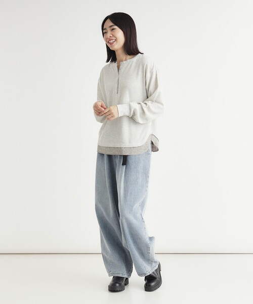 HONEYSUCKLE ROSE（ハニーサックルローズ）の「《1枚でサマになる》ワッフルフェイクレイヤードロンT（Tシャツ/カットソー・レディース・ライトグレー/チャコールグレー・05/04）」の7枚目の写真